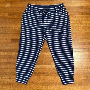 Vineyard Vines Striped Jogger Pants XL Navy White Cotton Modal Lounge Casual